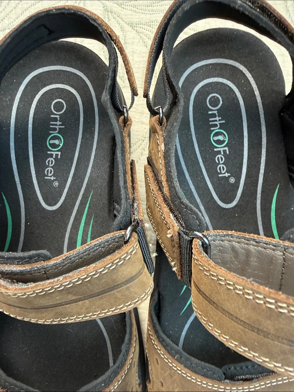 OrthoFeet Men’s Gemini Leather Upper Sandal never used. Sz. 12
